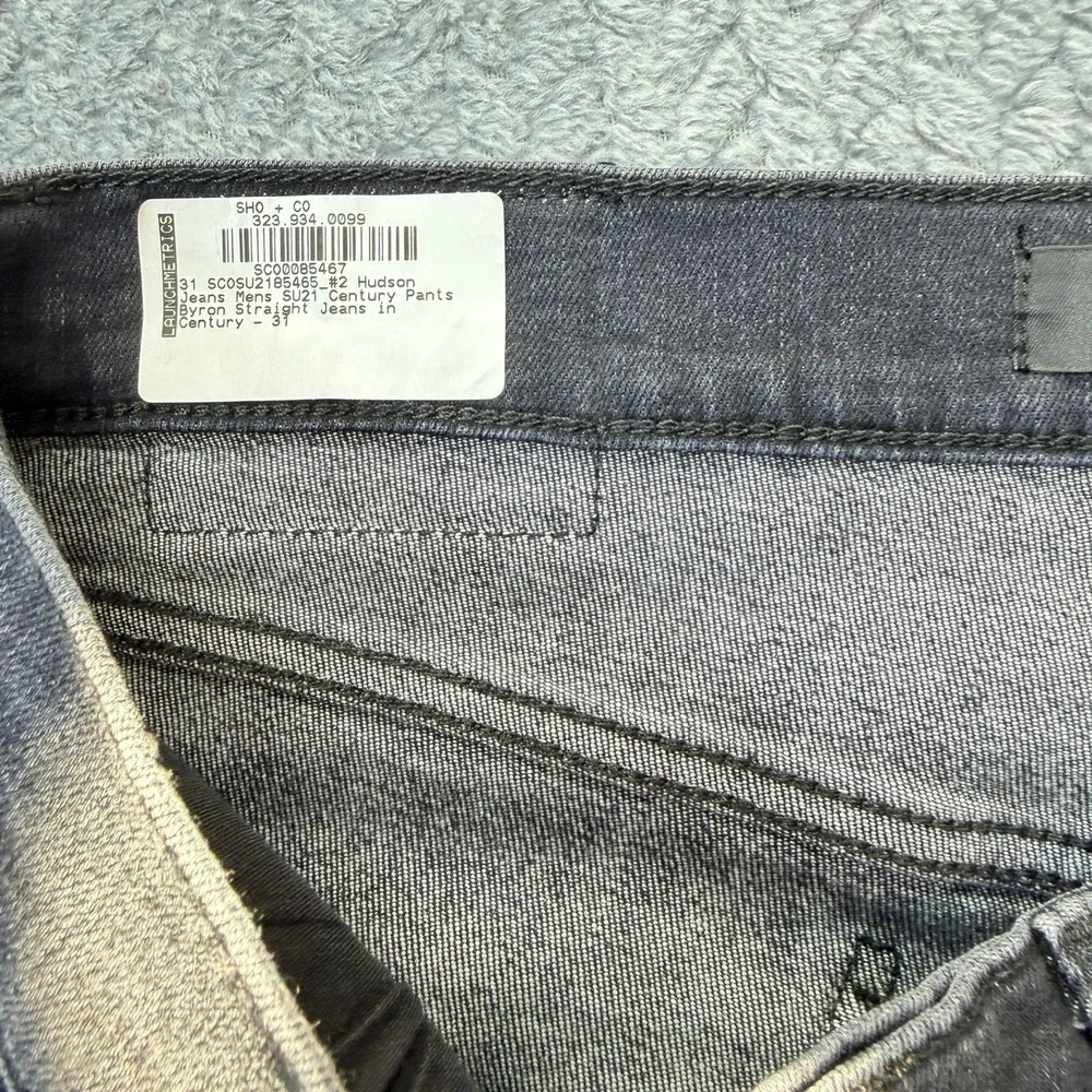 Hudson Byron Straight Jeans Mens 31x32 Grey‎ Black Wash Century Stretch Denim